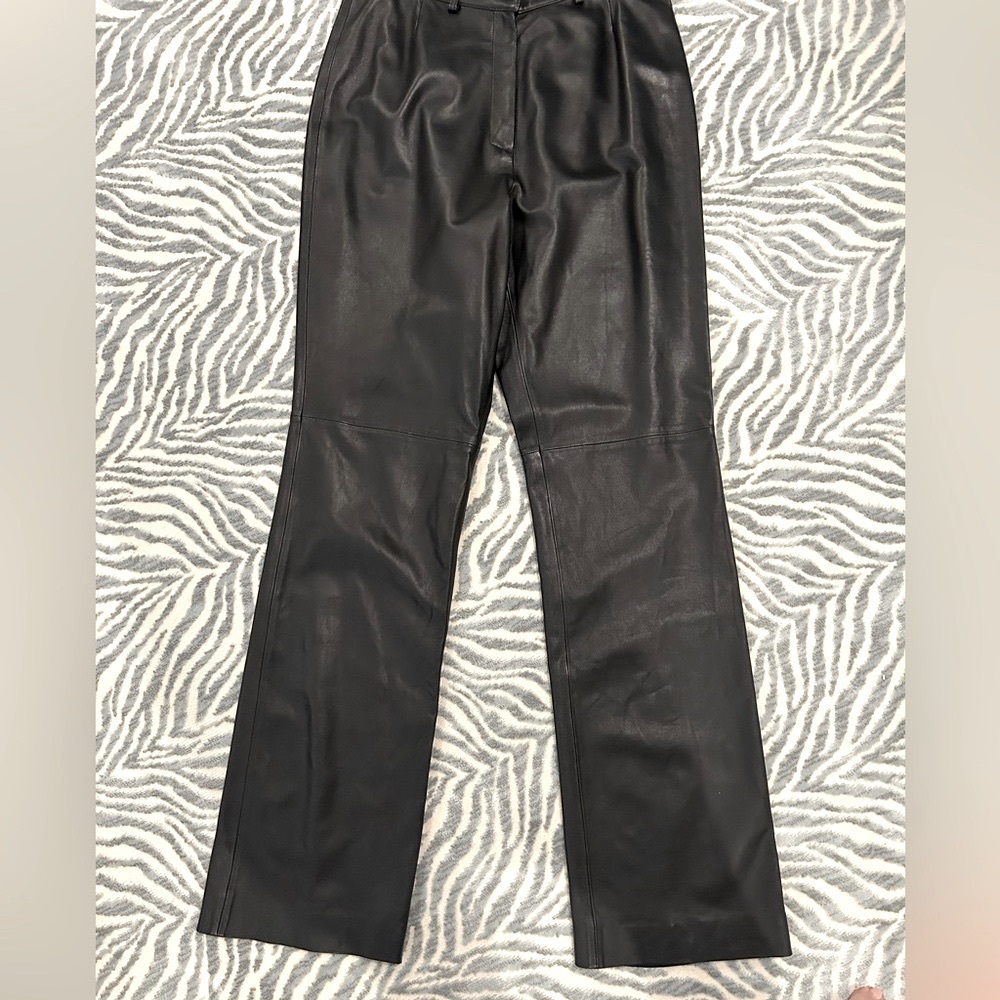 Neiman Marcus 100% Real Leather Pants Straight Leg - Picture 5 of 9